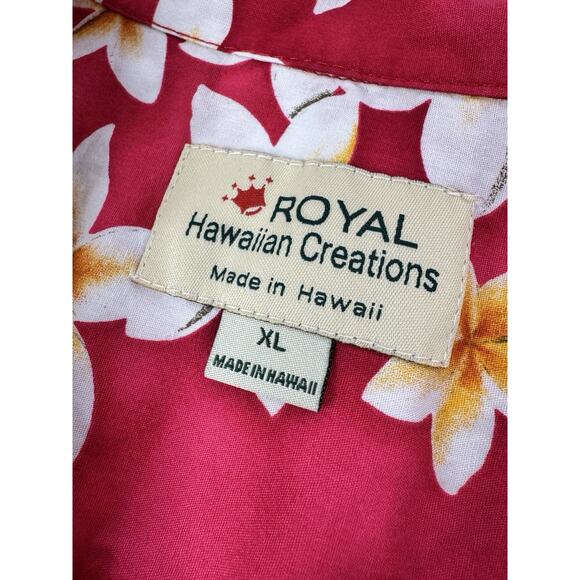 Royal Creations Hawaiian Shirt Mens XL Red Floral Tropical Aloha Vacation Beach - Picture 2 of 8